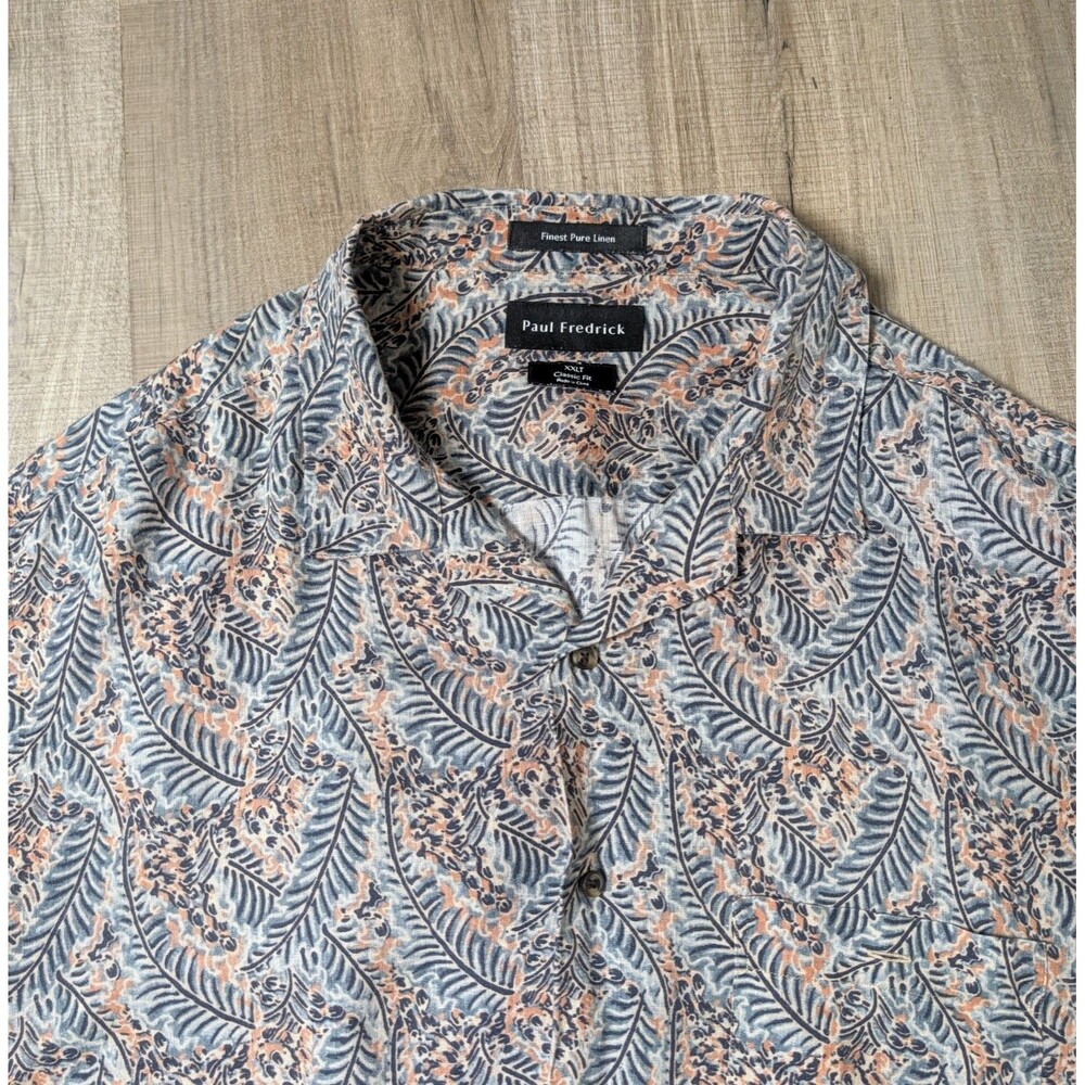 Paul Fredrick Size XXLT Finest Pure Linen Classic Fit Shirt Short Sleeve Camp